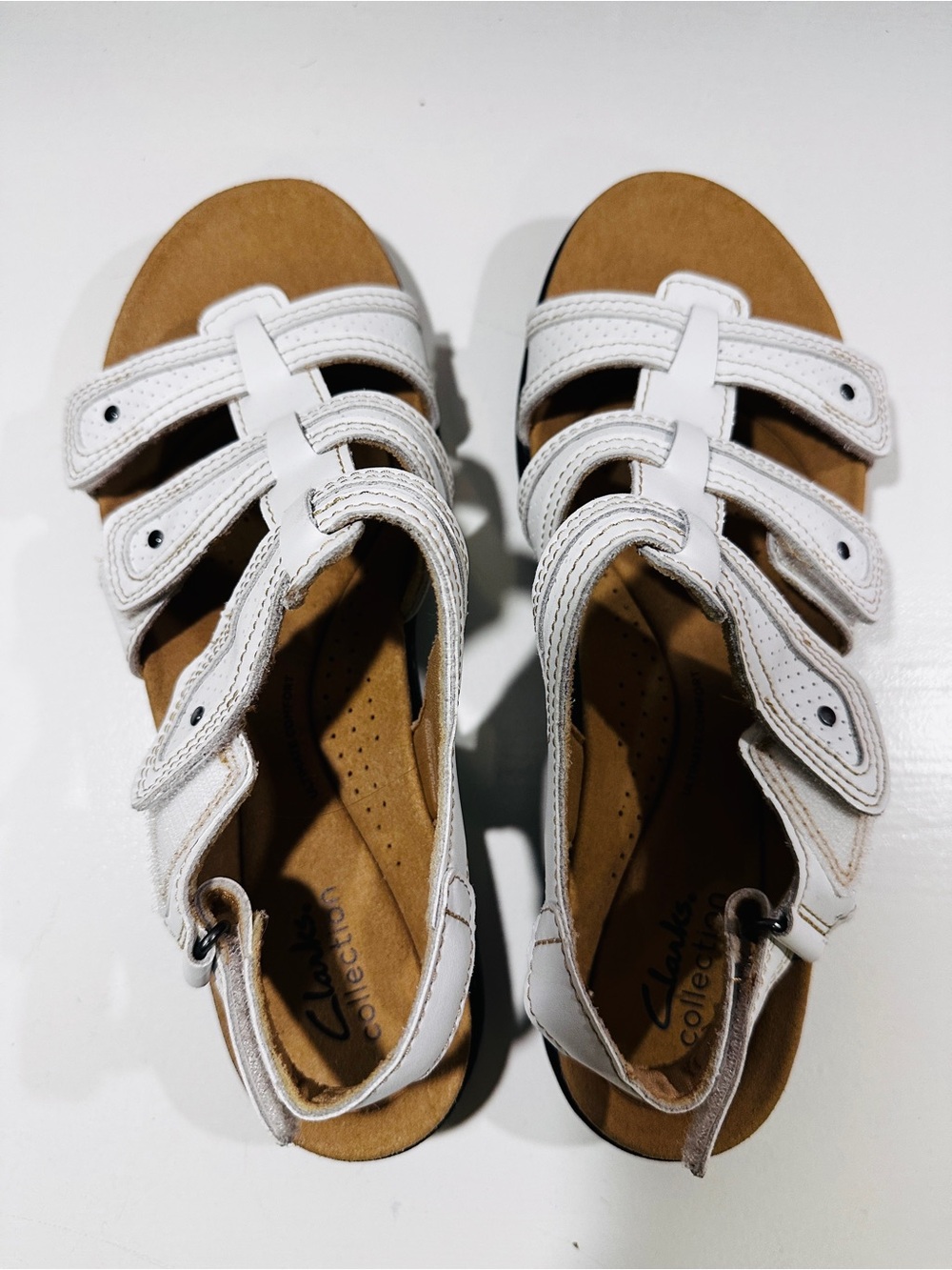 Nordstrom Clark Collection White Strappy Hook-and-Loop Sandals
